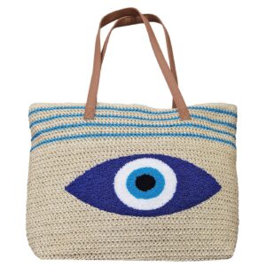 Τσάντα Ψαθόχαρτο Εκρού με Μάτι 47x37x12cm SummerTiempo 623136
