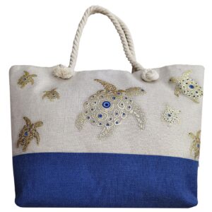 Τσάντα Παραλίας Λινάτσα Χελώνες Μάτι 54x37x15cm SummerTiempo 623153