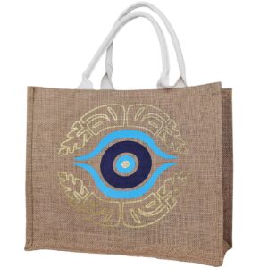 Τσάντα Παραλίας Ορθογώνια απο Λινάτσα με Μάτι 41x34x14cm SummerTiempo 623154