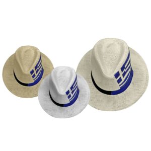Καπέλο Ψαθόχαρτο Cowboy με Κορδέλα Ελληνική Σημαία 34x31x12cm SummerTiempo 623229