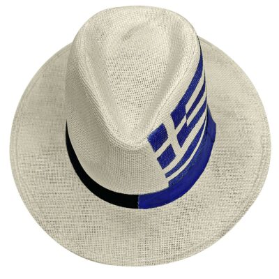 Καπέλο Ψαθόχαρτο Cowboy με Κορδέλα Ελληνική Σημαία 34x31x12cm SummerTiempo 623229