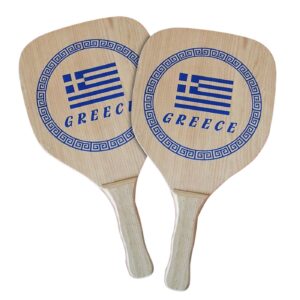 Ρακέτες Ξύλινες Παραλίας Greece ~410gr/Ρακέτα, ~570cm²,  40x22x1,2cm SummerTiempo 62348