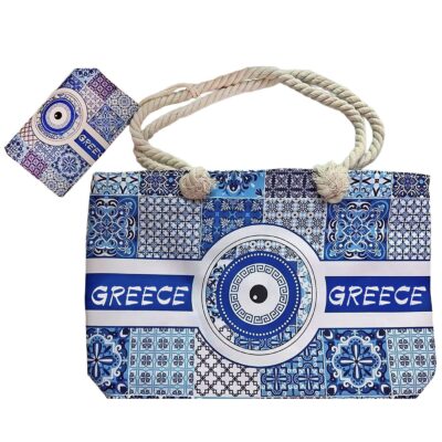 Τσάντα Παραλίας Μάτι σετ με Νεσεσέρ 55x37x17cm & 19x12cm SummerTiempo 623369