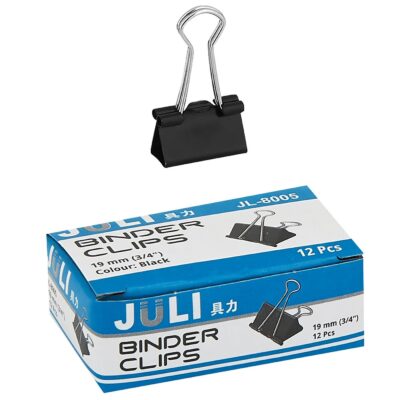 Κλιπς Μαύρα Πιάστρες πακ=12τεμ 19mm JustNote 701575