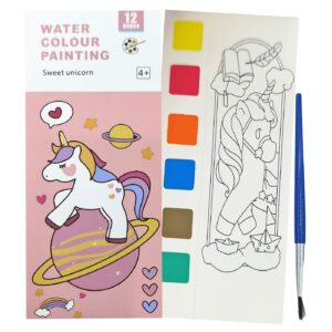 50-3205 Άλμπουμ Χρωματισμού με Νερομπογιές & Πινέλο Μονόκερος 19x8cm JustNote 703225