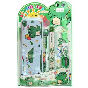 50-3426 Σχολικό σετ=8τεμ. Κροκόδειλος με Μεταλλική Κασετίνα 27χ17cm JustNote 703446