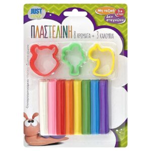 50-49 Πλαστελίνη & Καλούπια σετ=8 Χρώματα 100g net JustNote 7069