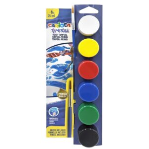 Δακτυλομπογιά Τέμπερα Carioca Σετ=6 χρ. με Πινέλο 6x25mL Carioca 40433