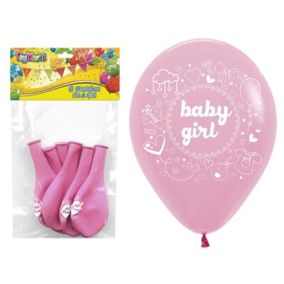 Μπαλόνια 12" 6τεμ Baby Girl 30cm ToyMarkt 911266