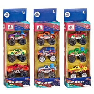 71-3342 Σετ 3 Μίνι Αγροτικά Μεγάλες Ρόδες die Cast Metal Free Wheels 9x25x6cm ToyMarkt 913362