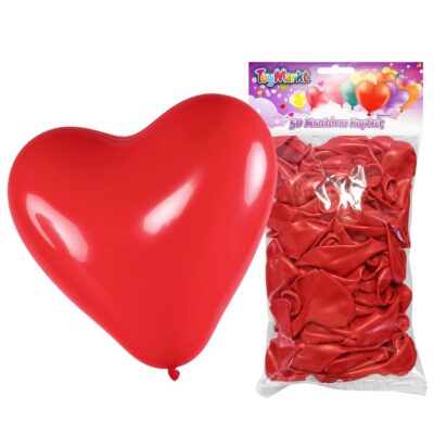 Σετ 50 Μπαλόνια Καρδιά Κόκκινη 23cm ToyMarkt 913590
