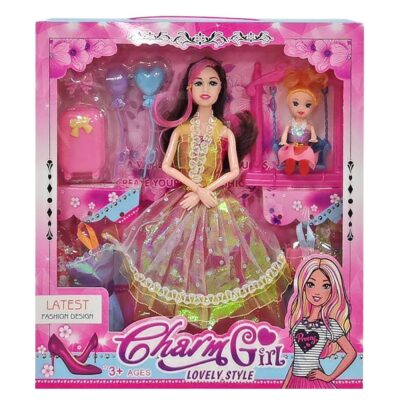 Κούκλα 29cm & Κουκλάκι σε Κούνια, με Αξεσουάρ 30x32x5cm ToyMarkt 922118