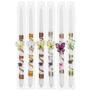 73-1182 Λαμπάδα Λευκή Κορδόνι-Πεταλούδα 40cm Bunny's 931202