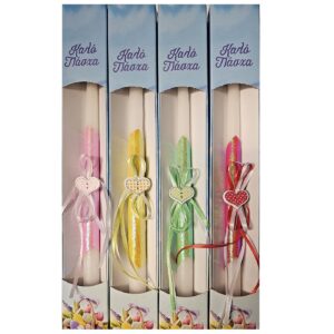 73-1492 Λαμπάδα Κορδόνια Καρδιά Χρωματιστή Κουτί 38cm x ø18mm Bunny's 931512