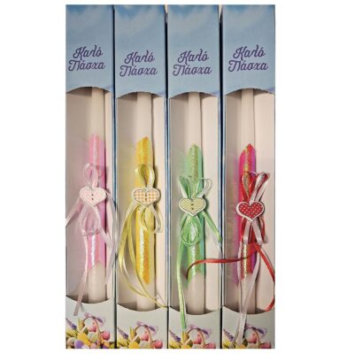 Λαμπάδα Κορδόνια Καρδιά Χρωματιστή Κουτί 38cm x ø18mm Bunny's 931512