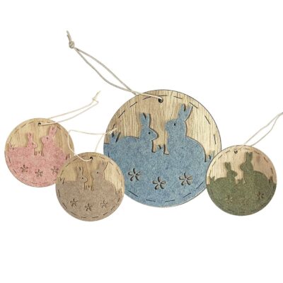 Στολίδι Κρεμαστό Στρογγυλό Παράσταση Λαγών ø8cm Bunny's 932058