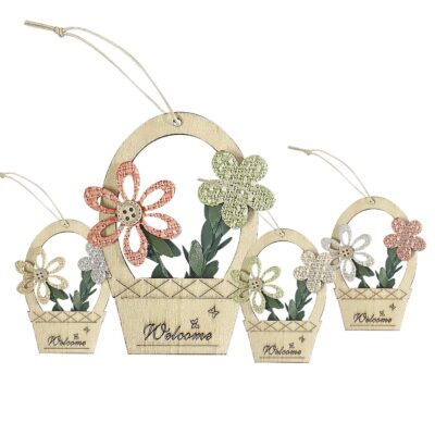 Στολίδι Κρεμαστό Γλαστράκι-Λουλούδια 10x7cm Bunny's 932061