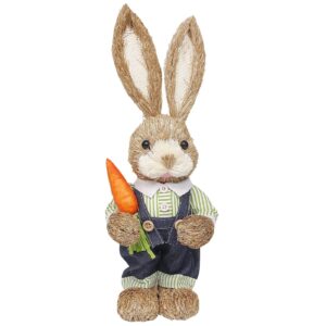 73-2072 Λαγός με Μπλουζάκι Πράσινο Ψάθινος με Καρότο 33x13x10cm Bunny's 932092