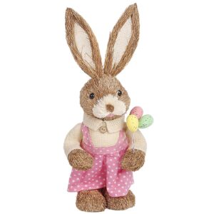 Λαγός Όρθιος Ψάθινος ροζ Φόρεμα 33x13x11cm Bunny's 932181