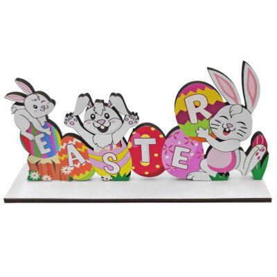 Ξύλινο Happy Easter με Τρεις Λαγούς 22x10cm Bunny's 932203