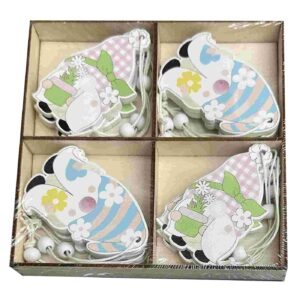 Νάνοι Ξωτικά Ξύλινοι Κρεμαστοί με Λουλούδια σετ=12τεμ Ξύλινο κουτί=13x13cm Bunny's 932207