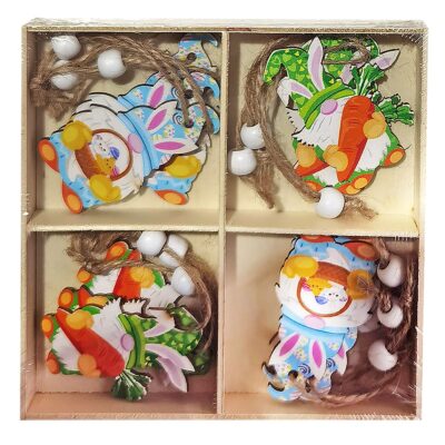 Στολίδια Ξύλινα Φιγούρες με Αυτάκια Σετ=12 τεμ 6cm Bunny's 932263