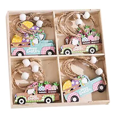 Στολίδια Ξύλινα Αμάξια, Λαγουδάκια Σετ=12 τεμ 6cm Bunny's 932264