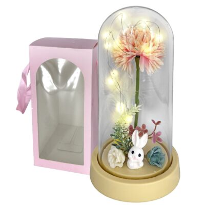 Γυάλα με φως & Λαγουδάκι Λουλούδι 22x11cm Bunny's 932271