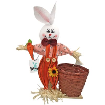 Λαγός Αχυρένιος με Καλάθι 30cm (καλάθι ø9cm) Bunny's 93747