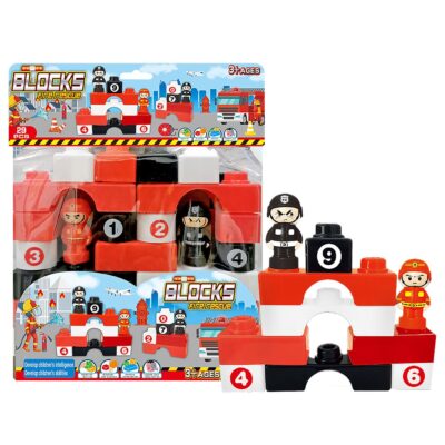 Τουβλάκια Πυροσβεστικό Σετ 28τεμ. 3+ Ετών 28x24x7cm ToyMarkt 95453