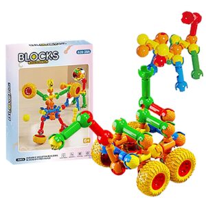 Τουβλάκια 36τεμ με Σωλήνες και Ρόδες 6+ Ετών 23x16,5x5cm ToyMarkt 95466