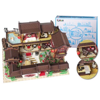 Villa Datang Town άπω Ανατολής diy Κατασκευή με φως Κουτί: 35x28x6cm, Συναρμολογημένο: 32x24x17cm ToyMarkt 971121