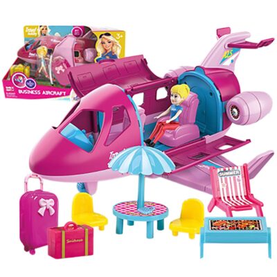 Αεροπλάνο με Κούκλα και Αξεσουάρ Ταξιδιού σετ 29x17x15cm ToyMarkt 971380