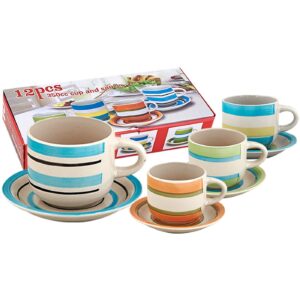 6 Φλυτζάνια & 6 Πιάτα για Καφέ Μεγάλα Πορσελάνης 330ml Homie 1001843