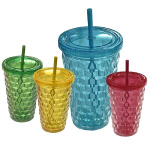 Ποτήρι Διπλότοιχο Πλαστικό με Καλαμάκι 16x10cm 526ml Homie 1002192