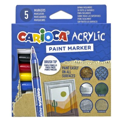 Μαρκαδόροι Ακρυλικοί Carioca σετ=5 Χρώματα  JustNote 80909