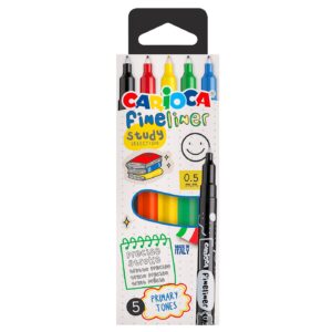 60-890 Μαρκαδόροι Carioca Fineliner Study 0,5mm σετ=5 Χρώματα JustNote 80910