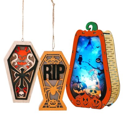 Halloween Διακοσμητικό Ξύλινο με φως 15x9x4cm Carnavalista 232652