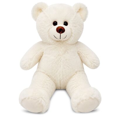Λούτρινος Αρκούδος Λευκός Καθιστό 28cm ToyMarkt 99463