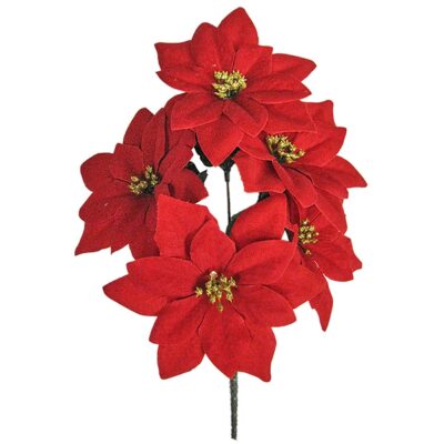 Μπουκέτο με 5 Αλεξανδρινά Βελουτέ 32cm ø13cm Xmasfest 1131122