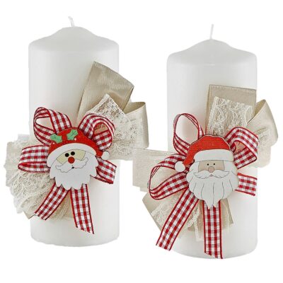 Κερί Κολώνα Άγιος με Φιόγκο 12x5cm Xmasfest 1131664