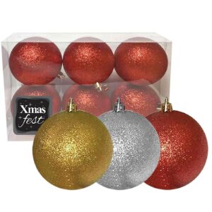 Μπάλα Glitter πακ=6τεμ φ8 ø8cm Xmasfest 1131716