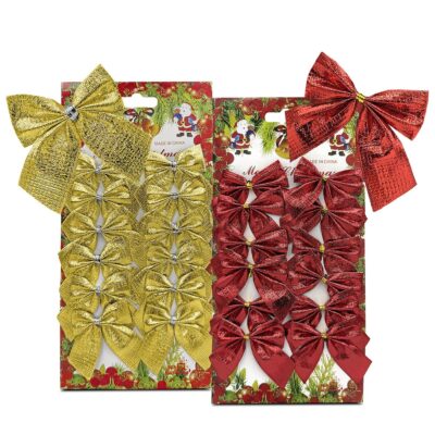 Φιόγκοι Γυαλιστεροί σετ=12τεμ 5,5x6cm Xmasfest 113273