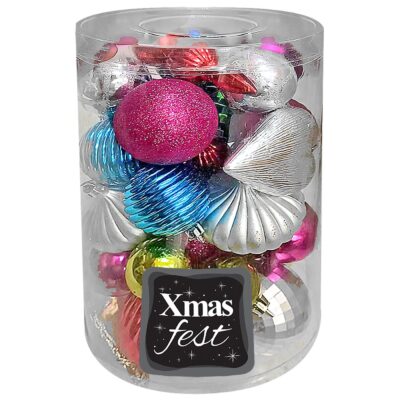Μπάλες Xmas μιξ σε Κουτί Κυλινδρικό Πακ=25x ø16,5cm Xmasfest 1132674