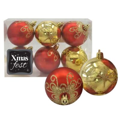 Μπάλες Ντεκόρ Κόκκινο-Χρυσό πακ=6τεμ φ6cm ø6cm Xmasfest 1132843