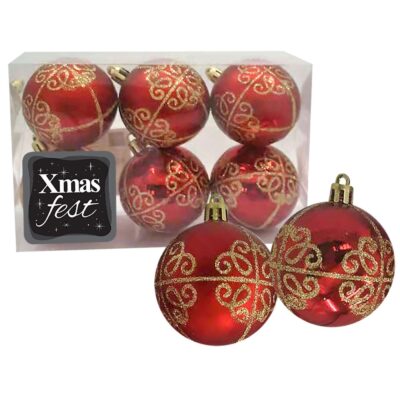 Μπάλες Ντεκόρ Κόκκινες πακ=6τεμ φ6 ø6cm Xmasfest 1132844