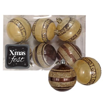Μπάλες Ντεκόρ Καφέ-Χρυσό πακ=6τεμ φ6cm ø6cm Xmasfest 1132845