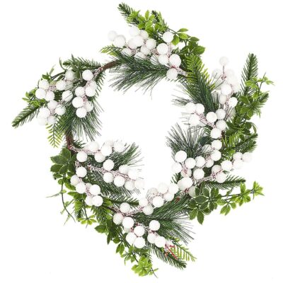 Στεφάνι με Λευκούς Καρπούς ø35cm Xmasfest 1132858