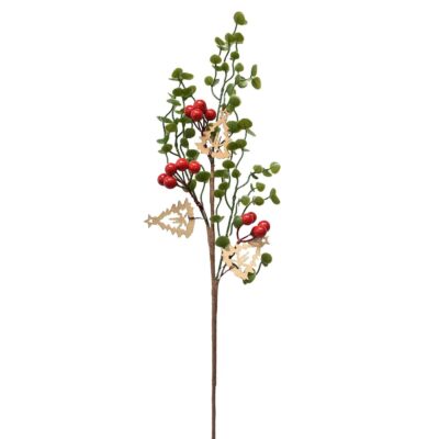 Κλωνάρι με γκι και Ξύλινα Δεντράκια 57x18cm Xmasfest 1133326