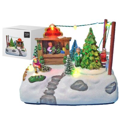 Χωριό Xmas με Κιόσκι & Δέντρα 18x12x11cm Xmasfest 1133481